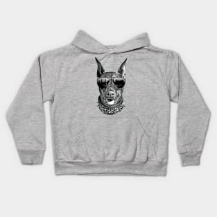 Cool Doberman Skyline Reflection on Sunglasses Kids Hoodie